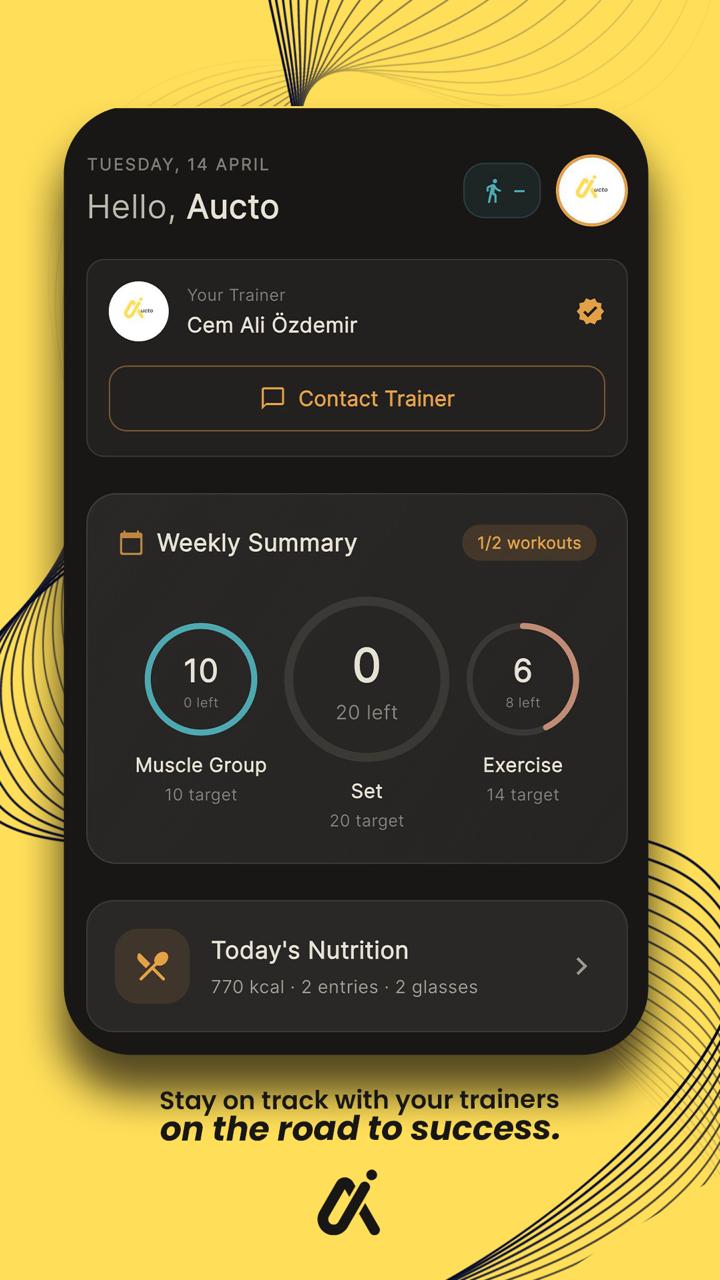 Client steps progress screen in Aucto