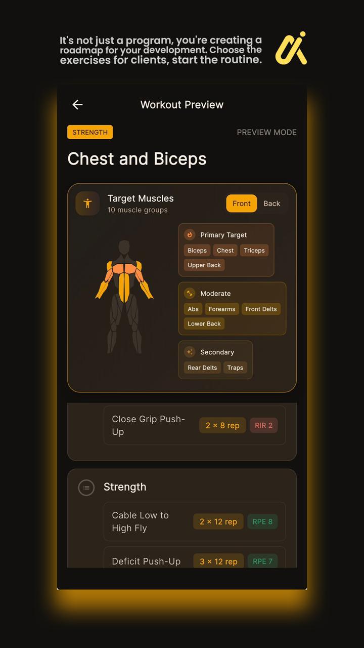 Workout preview screen